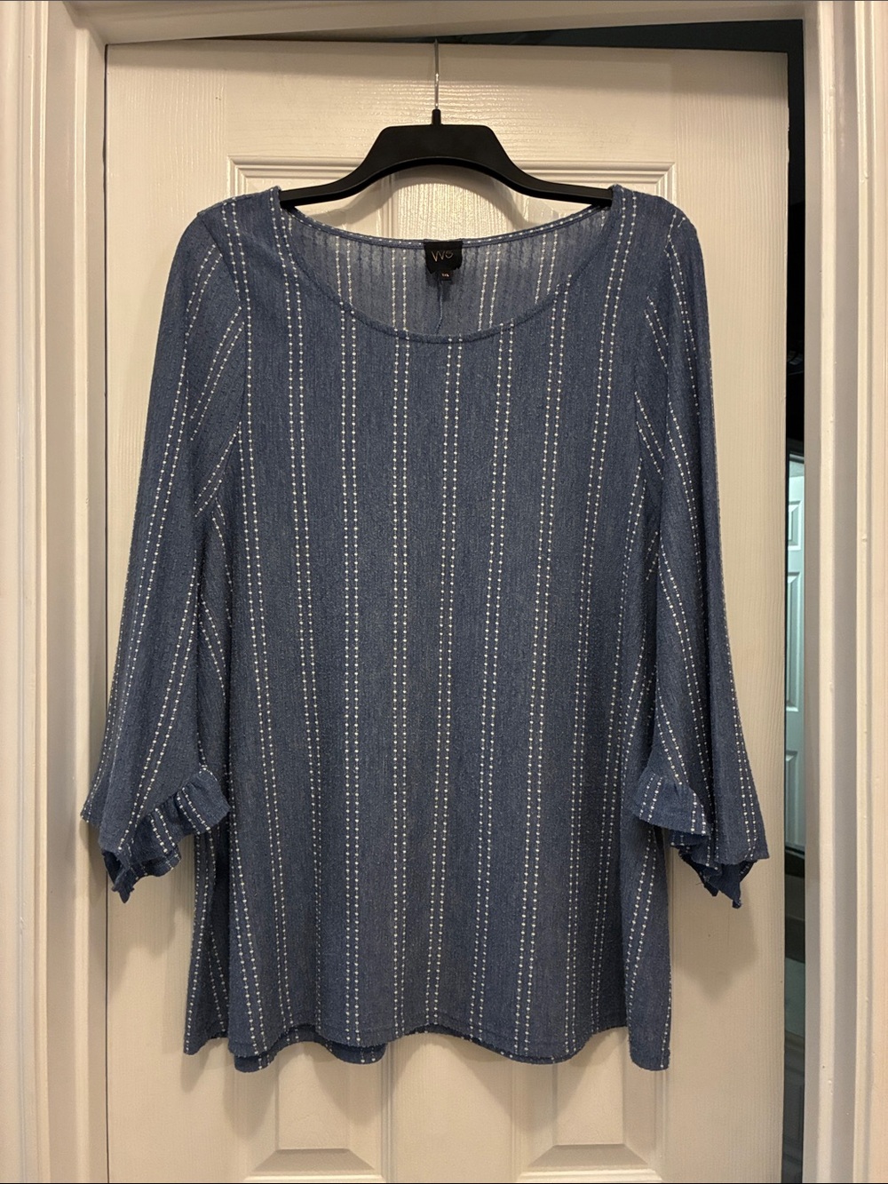 W5 Blue & White Striped Knit Scoop-Neck Top
